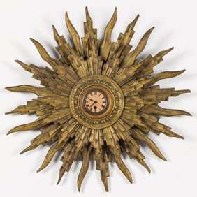 French Style Giltwood Sun-Form Clock