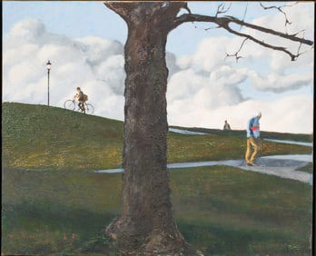 Anthony Palliser (British, b. 1949), The Bicyclist, O/C