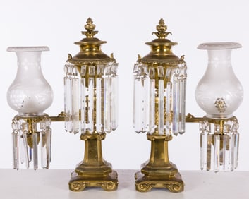 Pair Clarkcoit & Cargill Argand Lamps