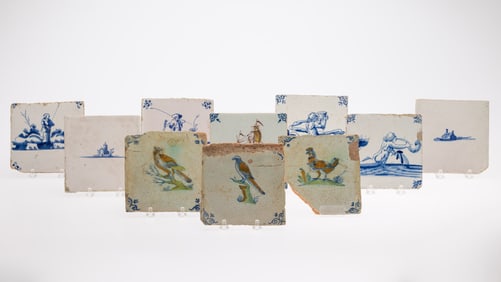 Group of Dutch Delft Tiles, 18th C and Later
