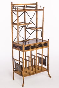 Victorian Bamboo and Black Lacquer Canterbury/Stand, 19th C