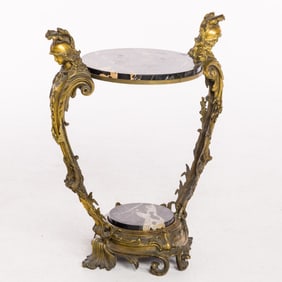 European Marble & Bronze Circular Side Table, 19th C