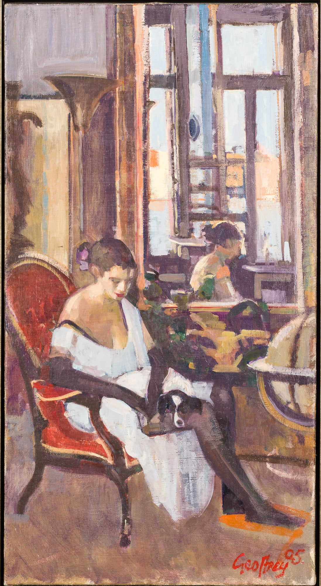 Geoffrey Humphries (Venice, b. 1945), Interior with Woman, O/C (1 of 8)