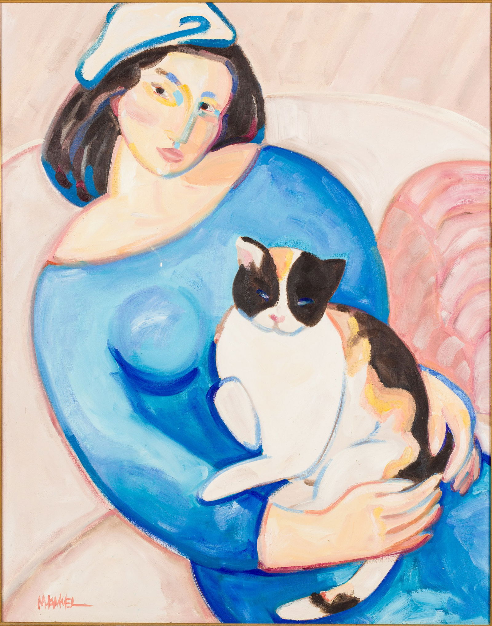 Marsha Hammel (NC/FL, b. 1949), Woman with Cat, Oil (1 of 11)