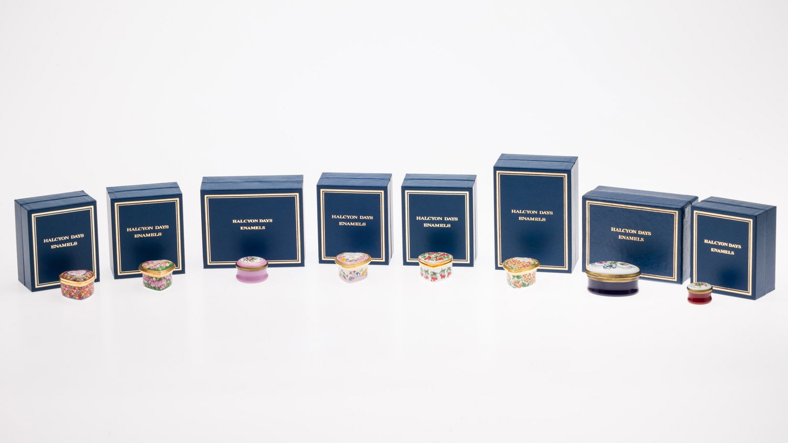 5 Halcyon Days Enamel Heart Boxes and 3 Others (1 of 8)