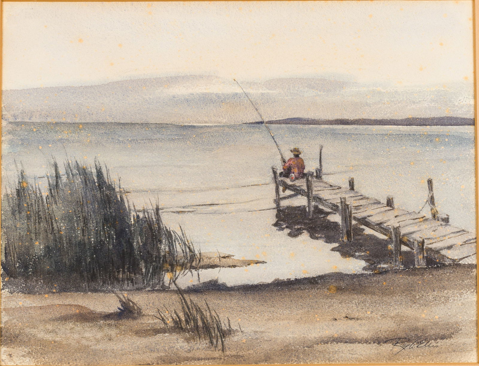 Ray Ellis (1921-2013),  Moonlight Fisherman, W/C (1 of 13)