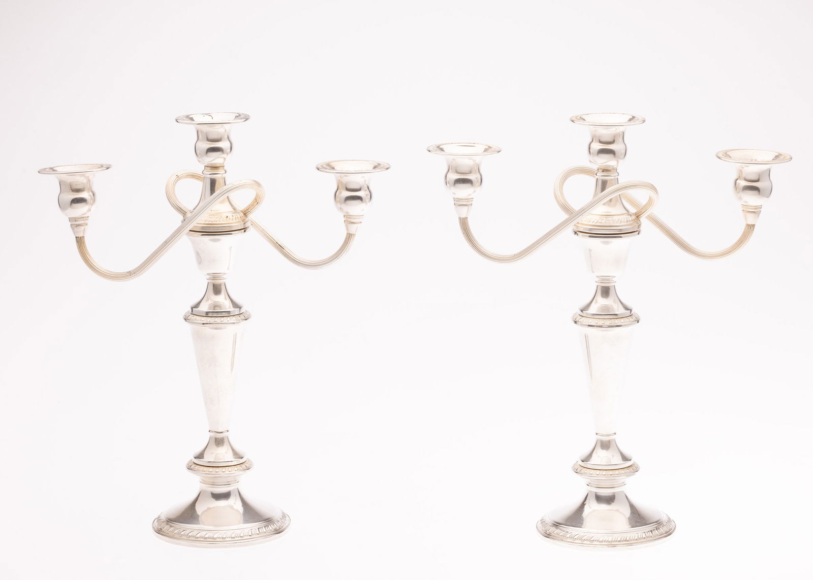 Pair of Crown Sterling Silver Candelabras