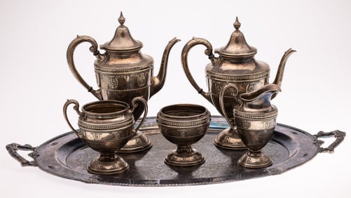 Wallace Rose Point Sterling Tea and Coffee Service