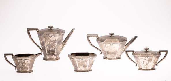 Whiting Art Deco 5 Piece Sterling Tea/Coffee Service