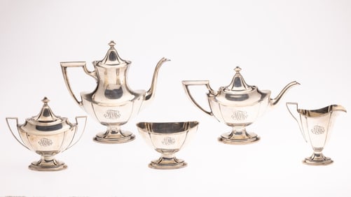 J S Co 5 Piece Sterling Silver Tea & Coffee Service
