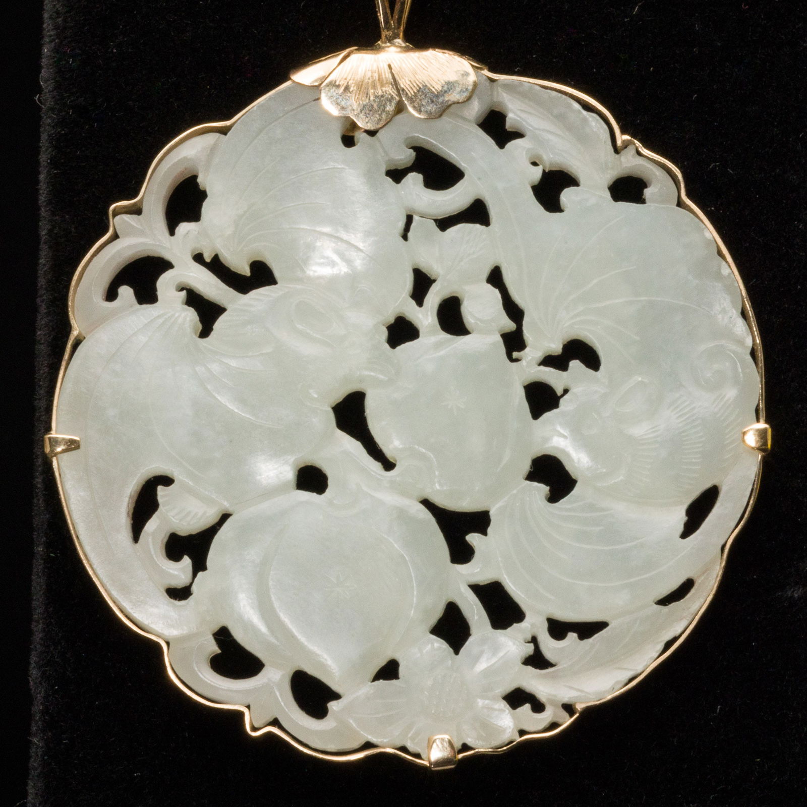 Chinese Jade and 14K Gold Pendant on 14K Chain (1 of 5)