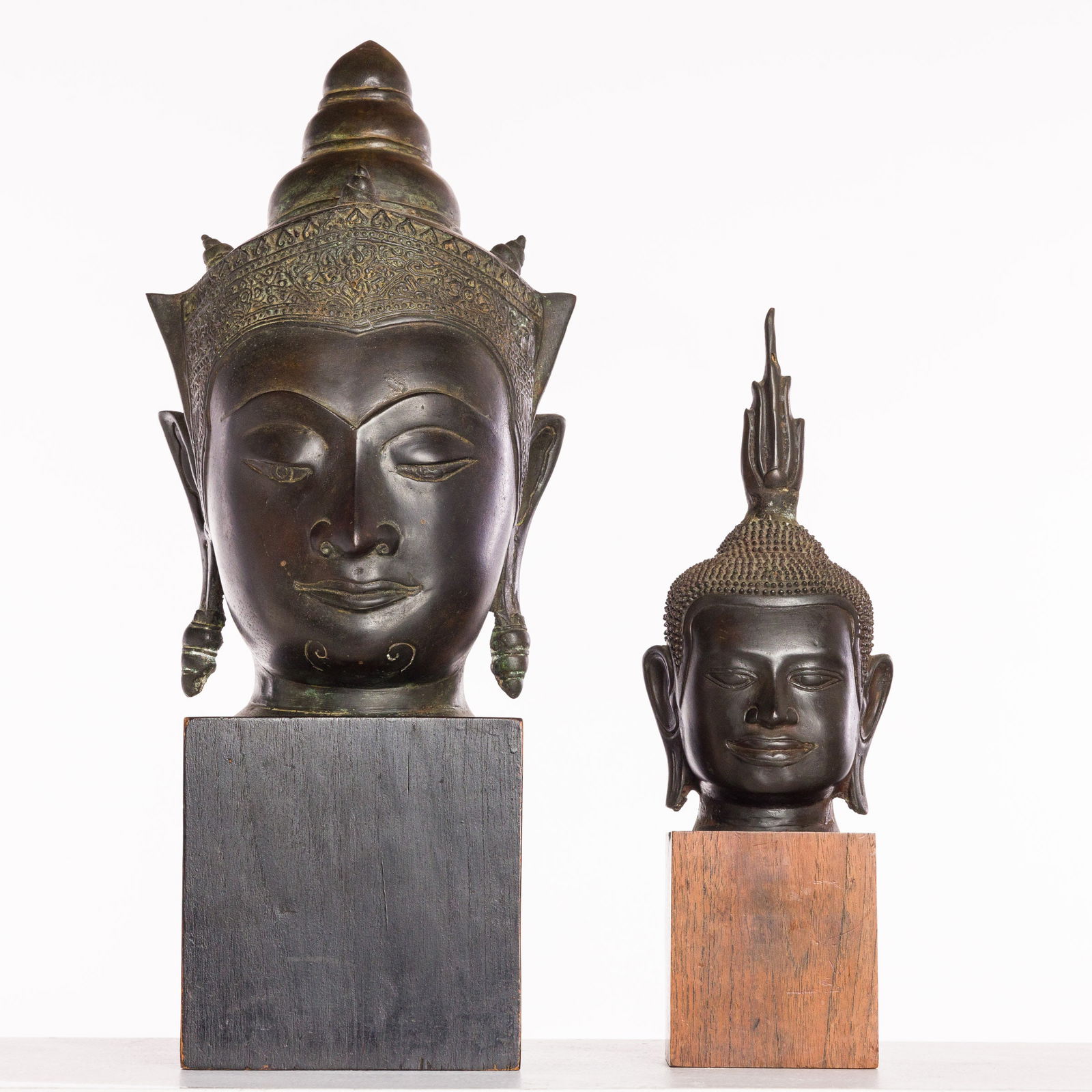 Two Thai Buddha Bronze Heads (1 of 8)