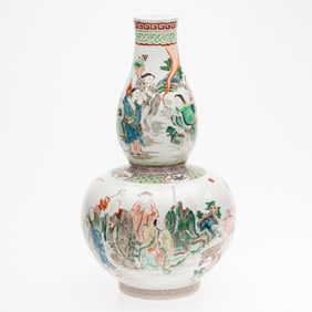 Chinese Wucai Gourd Shape Vase