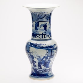 Chinese Blue and White Vase with Flared Rim