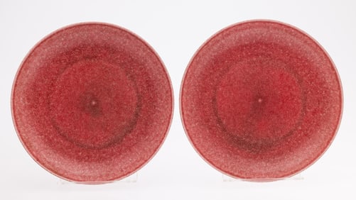 Pair of Chinese Red Monochrome Plates