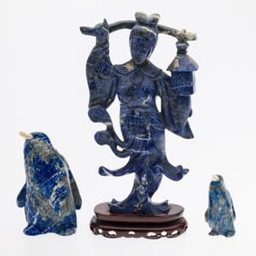 3 Carved Lapis Articles