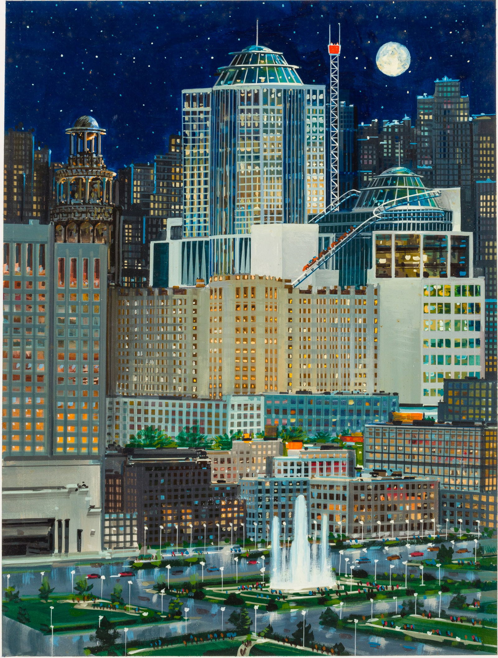 John Berkey (1932-2008), Shanghai Moonlit Scene (1 of 9)