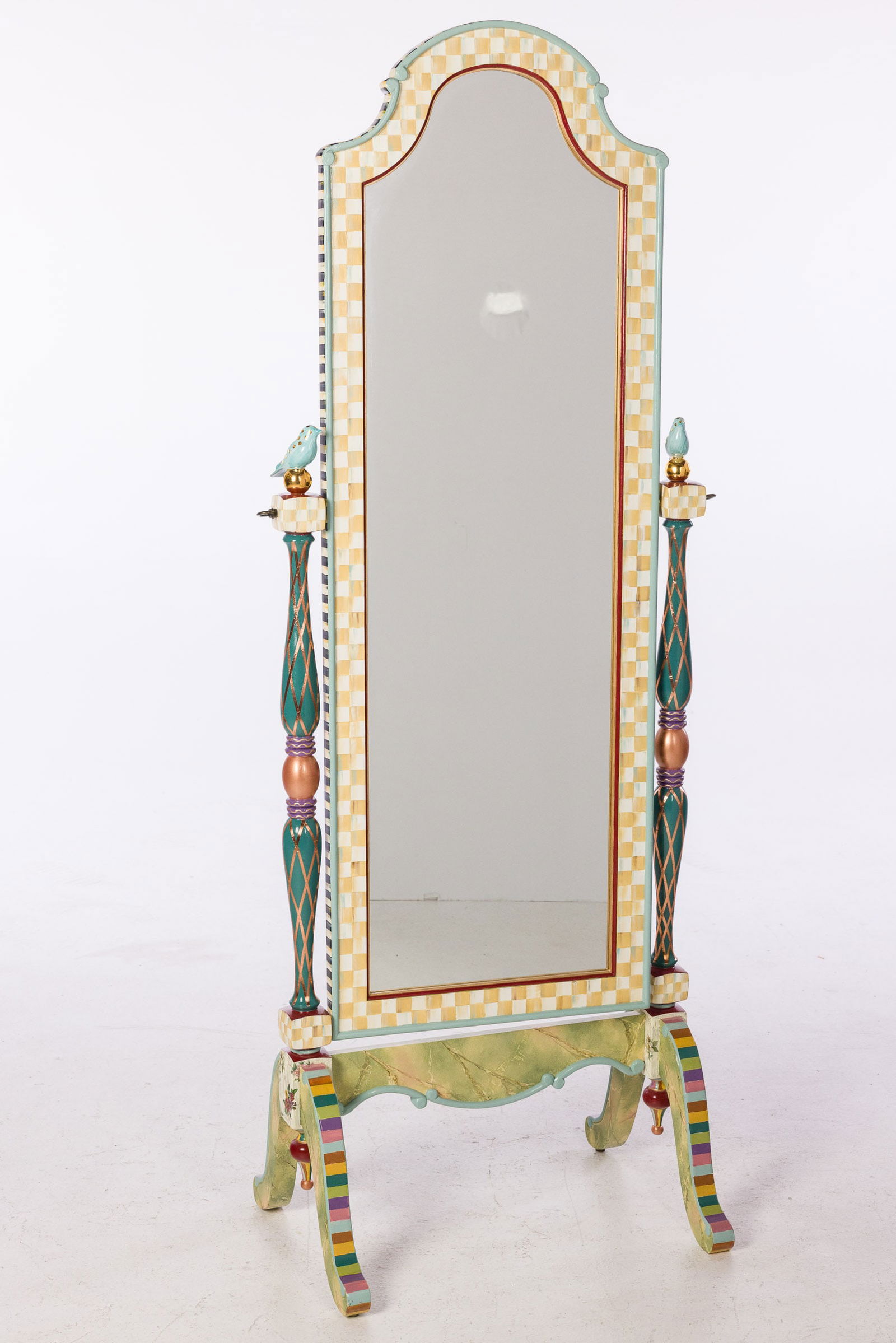 Mackenzie-Childs Parchment Check Swiveling Mirror (1 of 9)