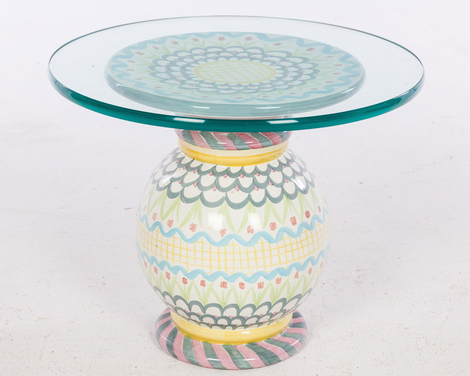 Mckenzie Childs Small Glass Top Table (1 of 6)