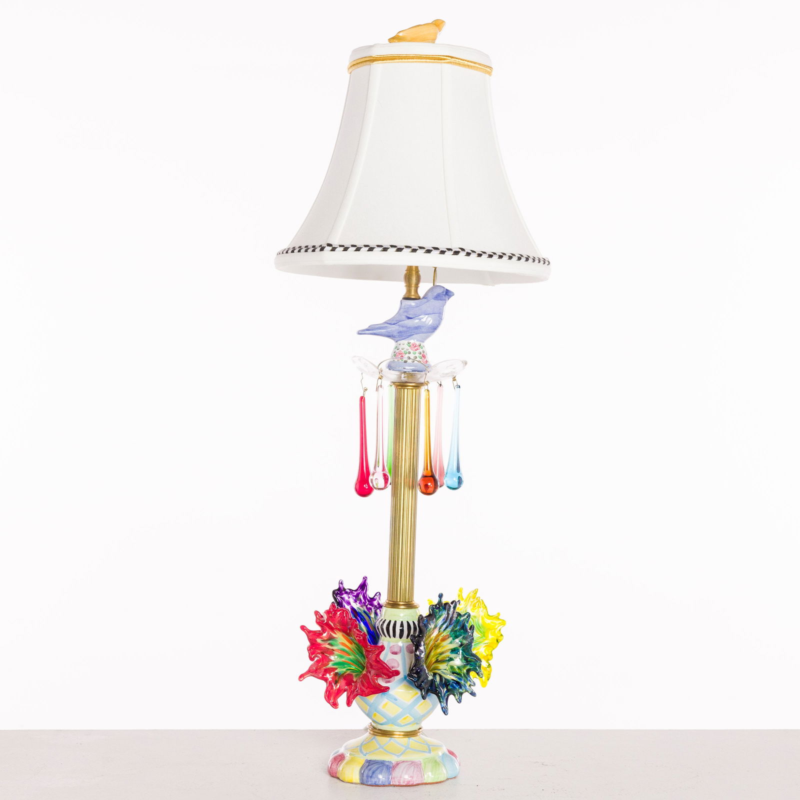 Mackenzie-Childs Table Lamp with Glass Flowers (1 of 13)
