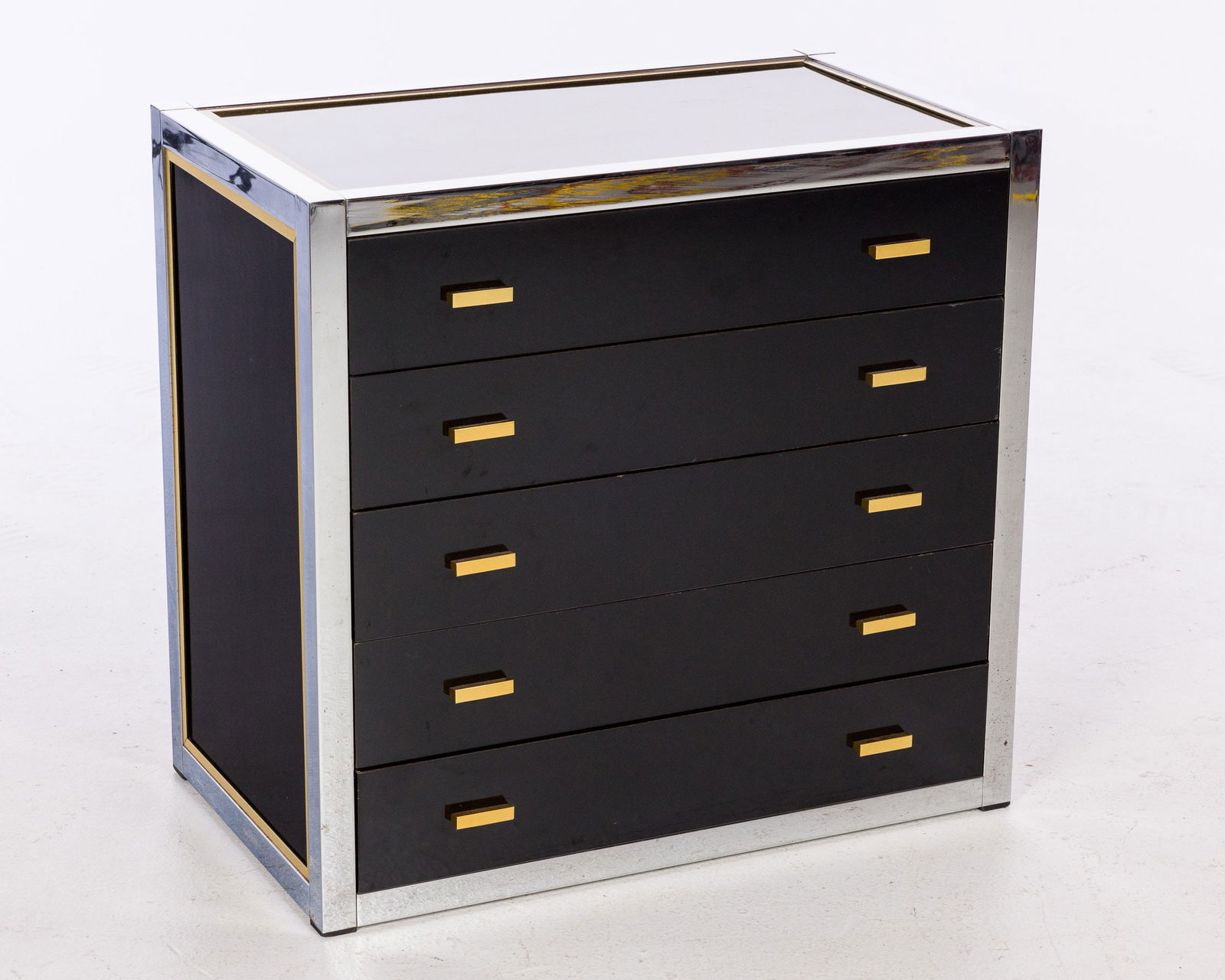 Pierre Cardin Style Chrome & Black lacquer Chest (1 of 10)