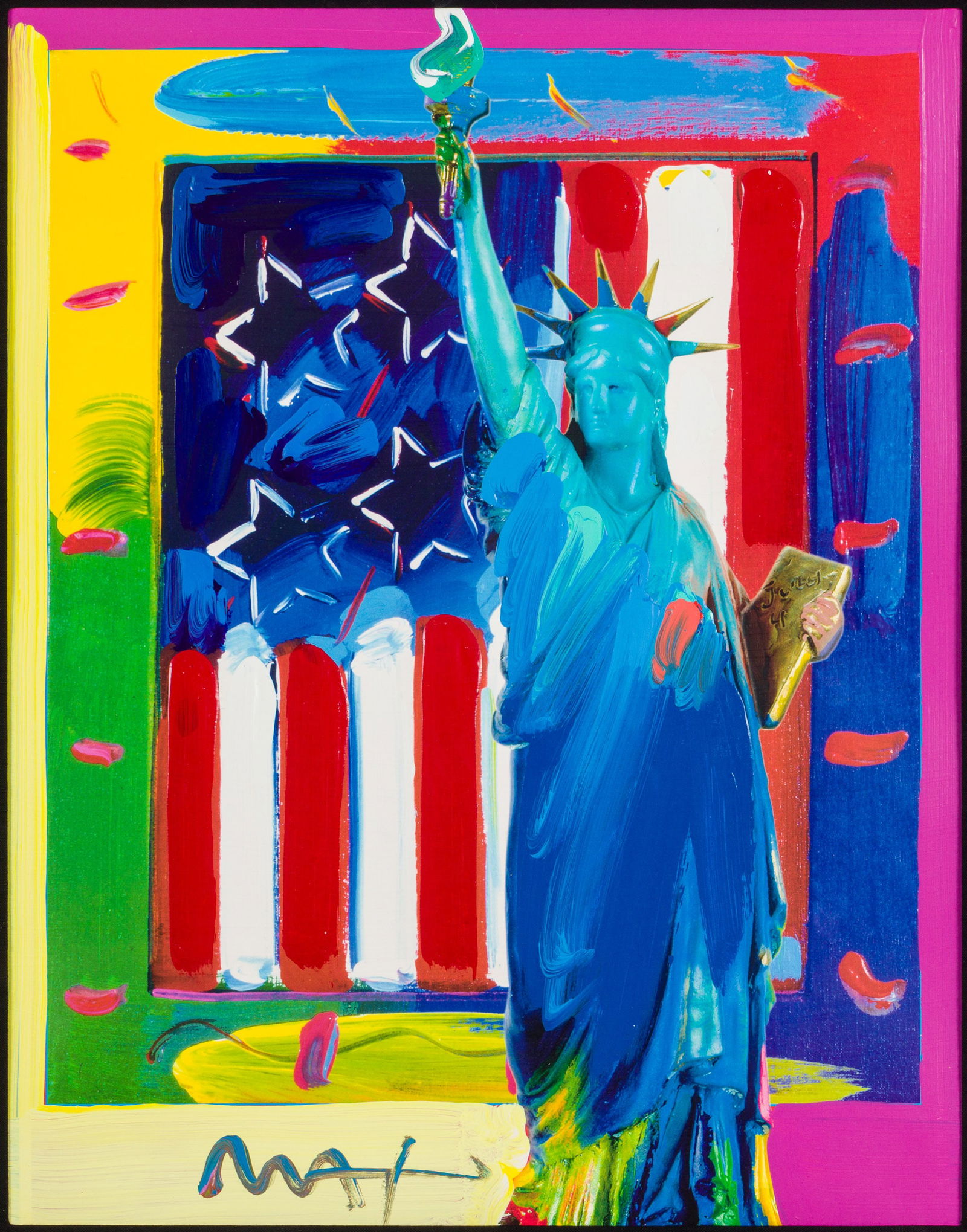Peter Max, Full Liberty, Acrylic on Lithograph: Property from the Estate of Vincent Sgroi, Bluffton, SC Description: Peter Max (German-American, b. 1937), Full Liberty, Acrylic on Lithograph, signed 'Max' lower edge, from the Patriotic Series,