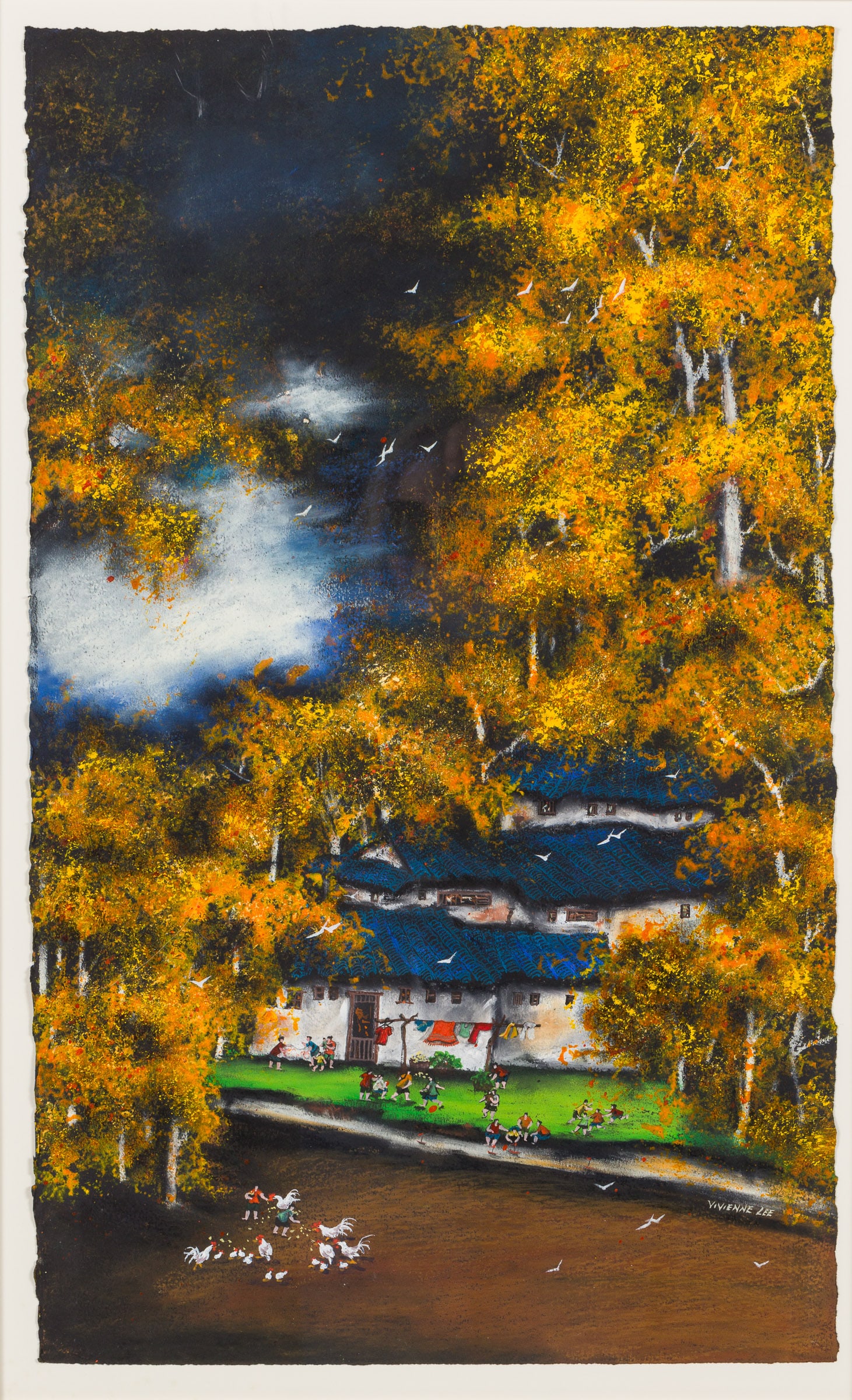 Vivienne Lee (Chinese, 20th C) Fall Scene w Chickens (1 of 13)