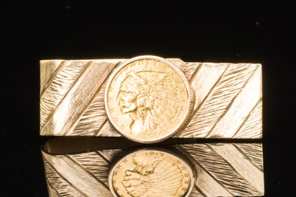 14K Gold Money Clip with Indian Head Coin