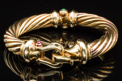 David Yurman 14K and Semi Precious Stone Cuff