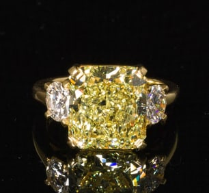 Bulgari Fancy Intense Yellow Diamond Ring, GIA Certified