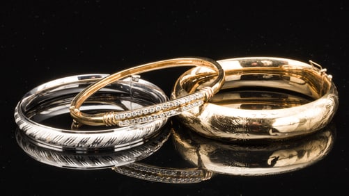 Three 14K Bangle Bracelets