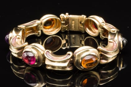 Seidengang 14K Bracelet with 6 Cabochon Gems