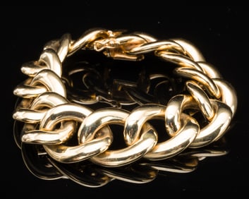 14K Gold Wide Link Bracelet