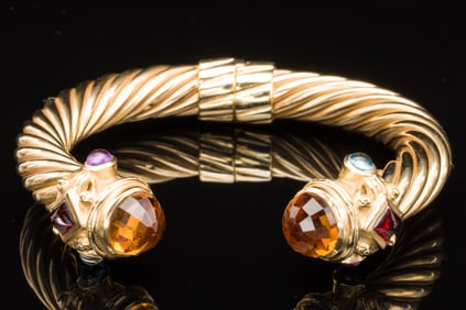 David Yurman Style 14K & Semi Precious Stone Cuff