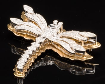 18K Gold and Diamond Dragonfly Pin
