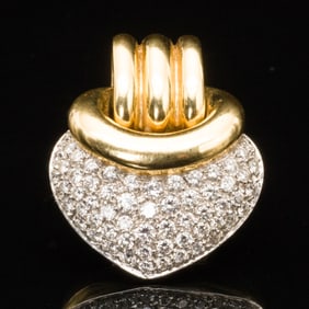 18K Gold and Diamond Heart Pendant