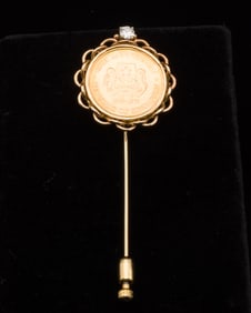 Singapore 1975 10th Anniversary Gold Coin Stickpin