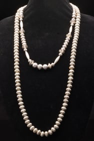 Two Native American Silver Beaded Necklaces
