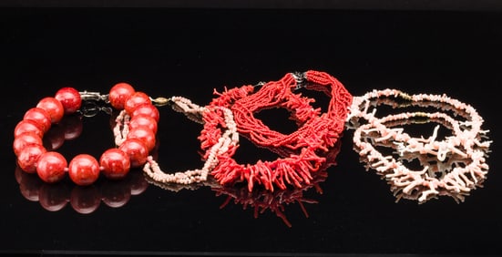 6 Coral and Shell Necklaces