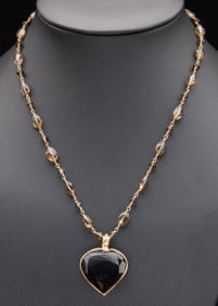 14K Gold and Smoky Quartz Necklace