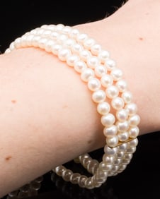 14K and Triple Strand Pearl Bracelet