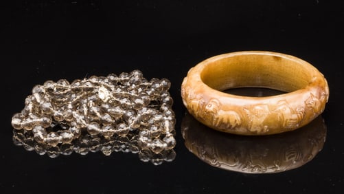 Chinese Hardstone Bracelet and Beaded Necklace