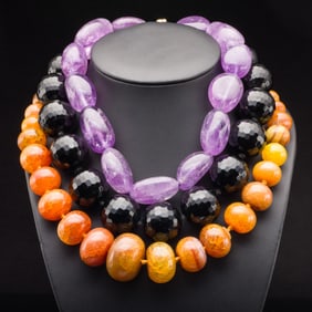 3 Beaded Stone Necklaces