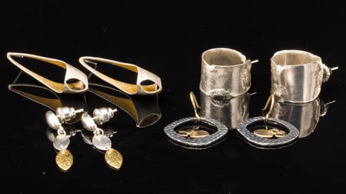 4 Pairs of Silver Earrings
