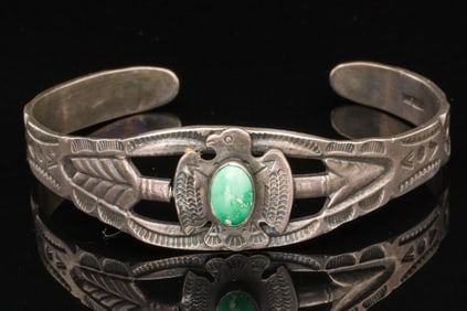 Turquoise and Sterling Bangle Bracelet