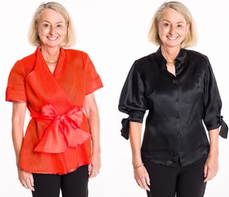 Jackie Rogers Burlap Blouse, James Hogan Silk Blouse
