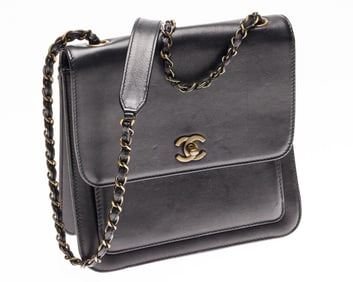 Chanel Vintage Black Leather Handbag