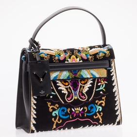 Valentino Suede Chain Stitch Embroiderd Rockstud Bag