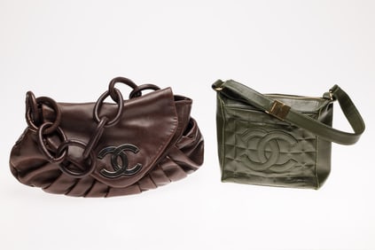 Chanel Lambskin Pleated Rings Hobo Bag & Small Bag