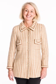 Chanel Houndstooth Tweed Longline Jacket, Size 36